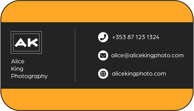 Alice King Photography Business Card Back