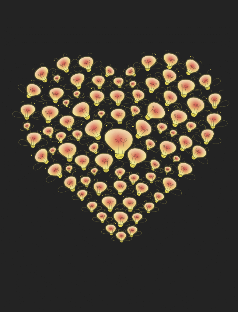 Fire Flies as Light Bulbs forming a heart shape