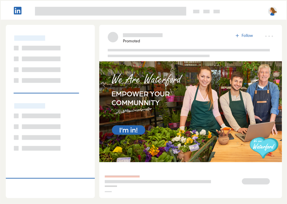 Group of business owners image in a Linkedin desktop mockup