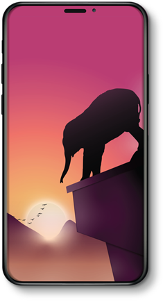 Elephant in silhouette on ledge phone wallpaper