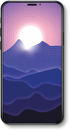 Early morning sunrise line art hybrid wallpaper